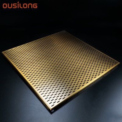 Μεταλλικό χαλκού ακουστικό ανασταλμένο τετραγωνικό ανώτατο όριο μετάλλων χρώματος ανώτατης εύκολο εγκατάστασης χρυσό